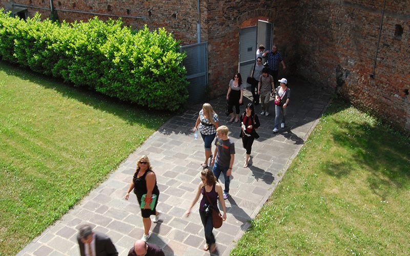 Visitors arriving at the school